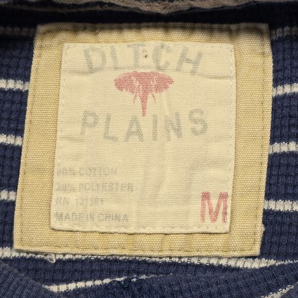 Ditch Plains Blue Shirt Striped Thermal Waffle Knit Long Sleeves Top Mens Size M - Picture 4 of 10